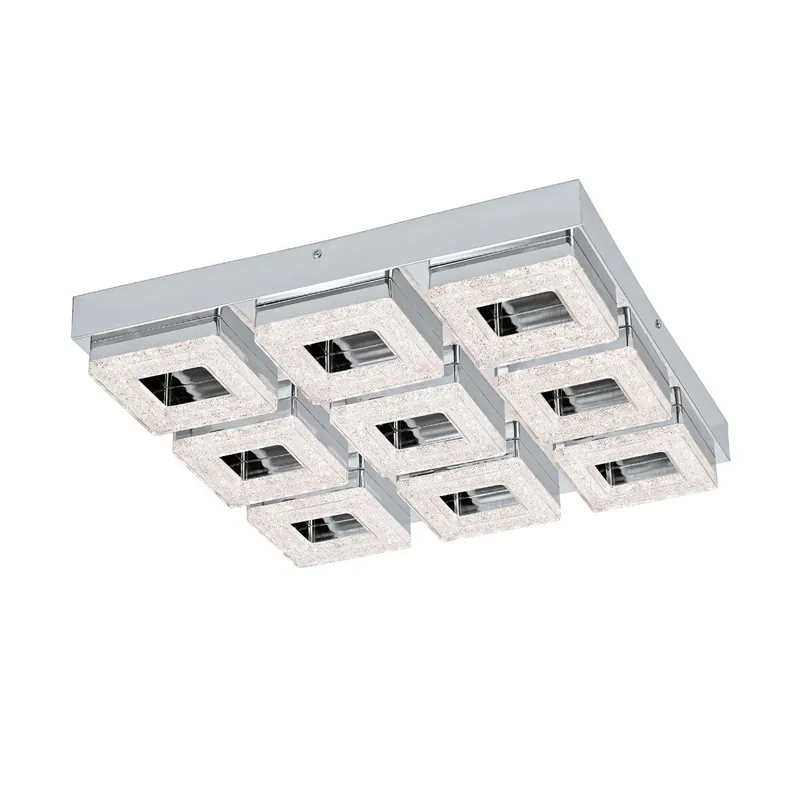 Eglo - Led plafondlamp Fradelo 9x4w - 3000K - 44cm chroom met kristal Koop Vandaag