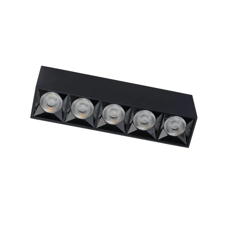 Superprijs Lyora - Zwarte opbouwspot Midi Led 5x1 leds - 4000K