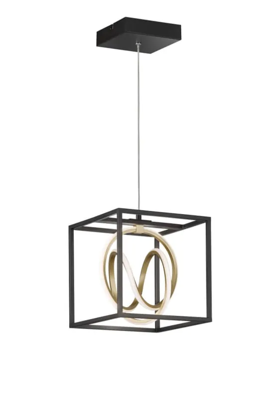 Fischer & Honsel - Zwarte hanglamp Gisi met goud Must-Have