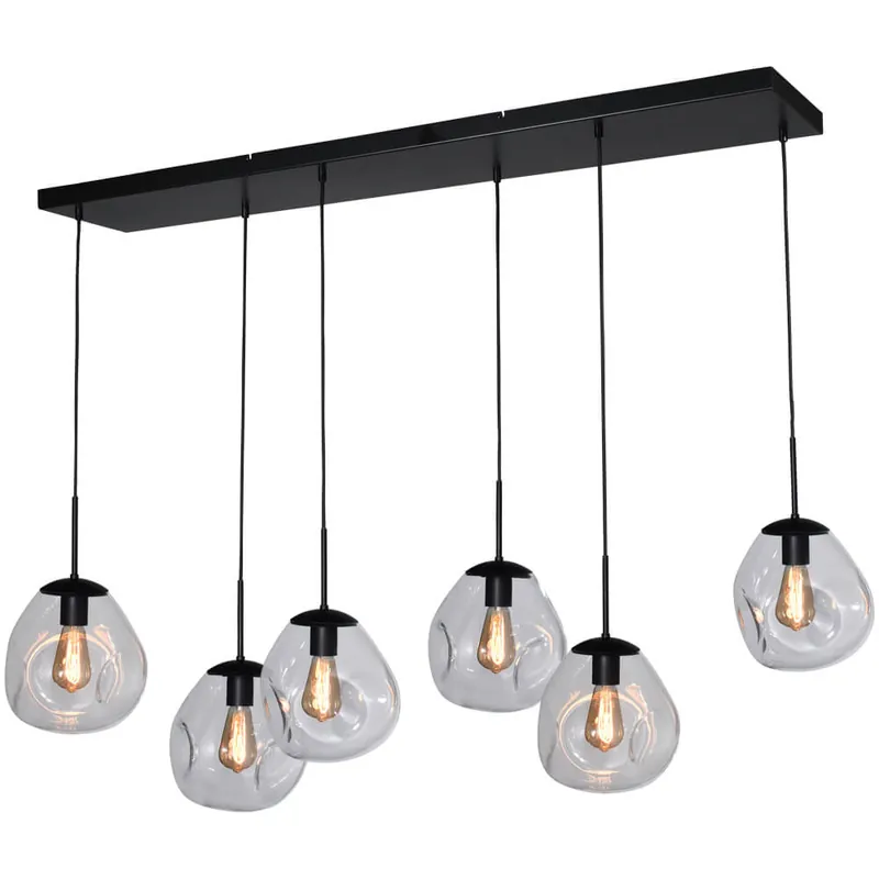 Hoge Kwaliteit Masterlight - Hanglamp Lava 6x helder glas Ø 24cm