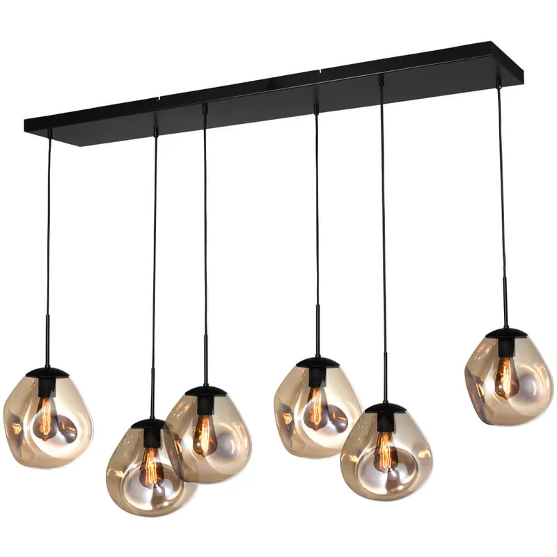 Snelle Levering Masterlight - Hanglamp Lava 6x goud glas Ø 24cm