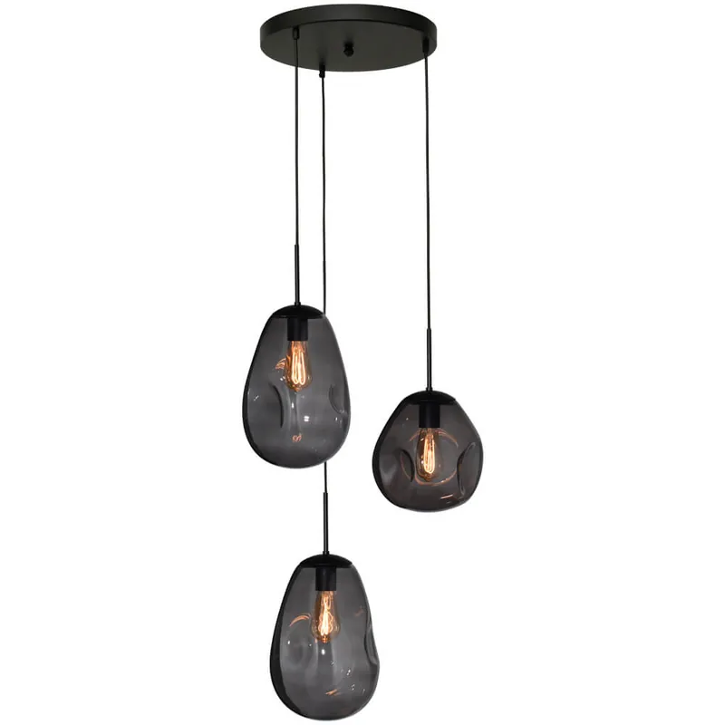 Masterlight - Pendel hanglamp Lava 3x smoke glas Premium