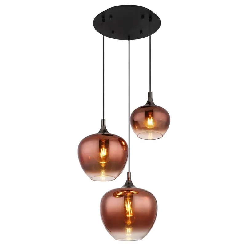 Globo - Zwarte hanglamp Maxy met rood glas Ø 48cm Bestel Nu