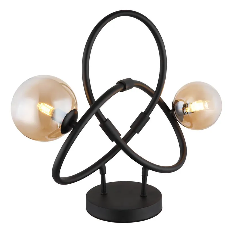 Globo - Zwarte tafellamp Tuberius design 2-lichts Koop Online