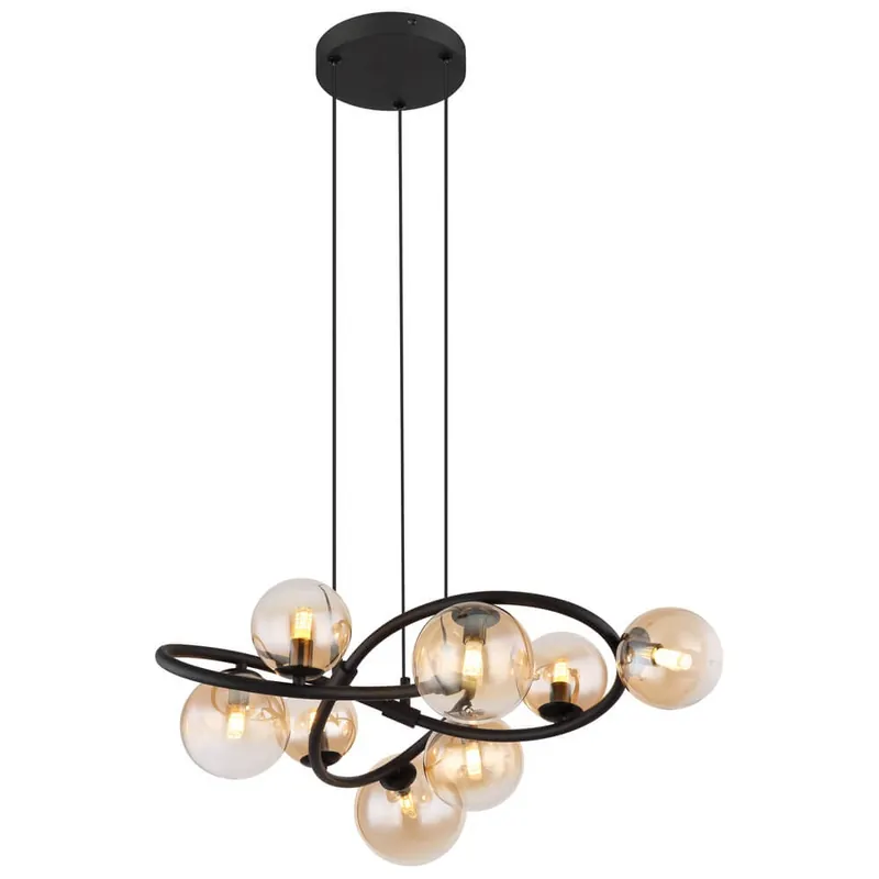 Betrouwbaar Globo - Zwarte hanglamp Tuberius design 8-lichts