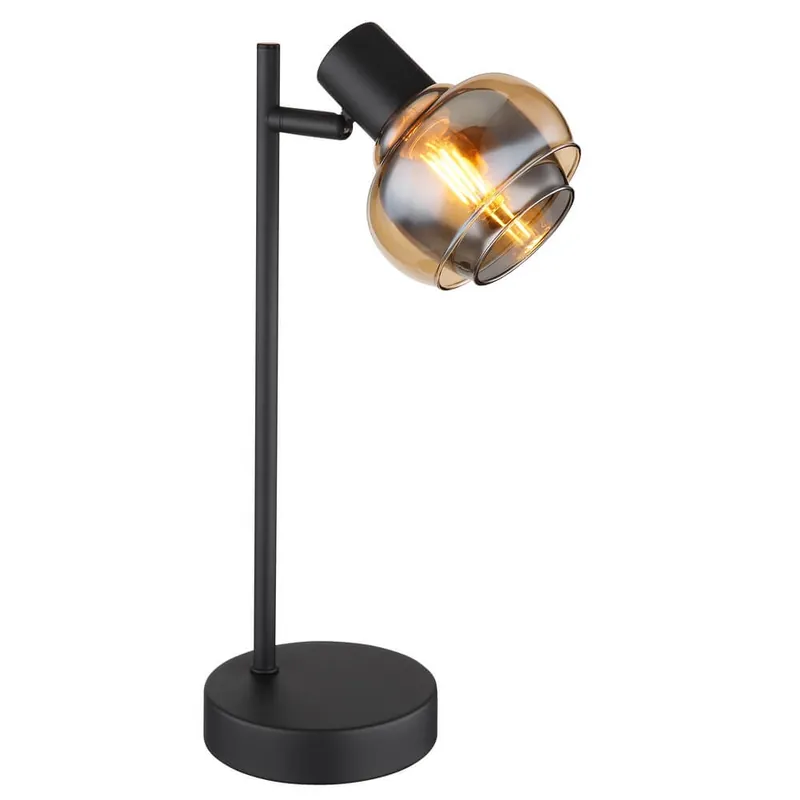 Globo - Zwarte tafellamp Tokki enkel amber smoke glas Aanbieding