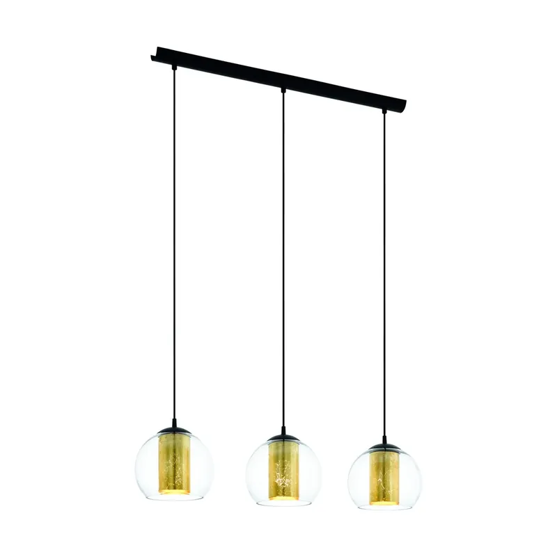 Koop Vandaag Eglo - Design hanglamp Bolsano 3-lichts zwart met goud