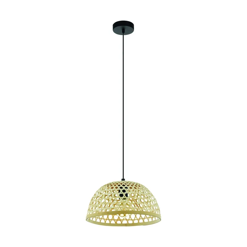 Betaalbaar Eglo - Hanglamp Claverdon zwart met rotan