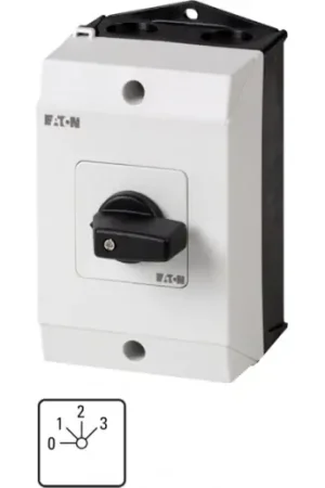 Gereduceerde Prijs Eaton Stappenschakelaar,+kast 1p ie=12a fs 0-3 45° vast 48x48mm