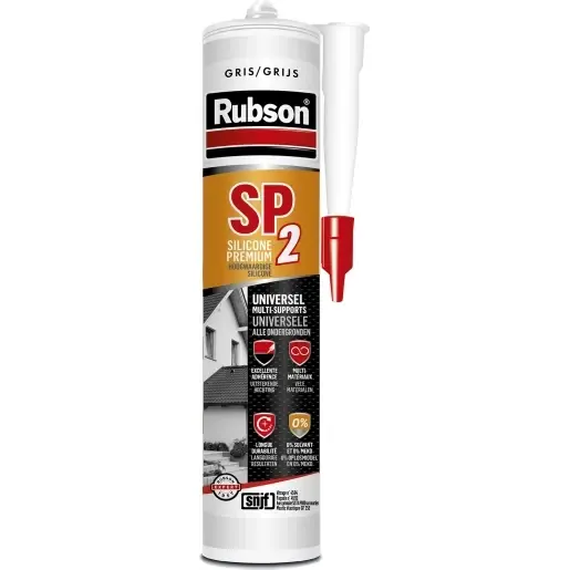 Korting Rubson Siliconenkit SP2 universele voegkit 300ml Grijs 2622498