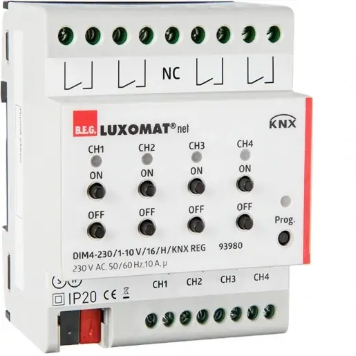 Beperkt Aanbod B.E.G. 4-kanaals 1-10V DIM actuator 93980