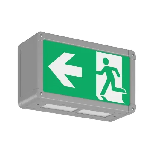 RZB Rechteck 250 LED Noodverlichtingsarmatuur Vluchtwegindicatie Wandopbouw aluminium IP44 met pictogram 671207.004.1 Finale Uitverkoop