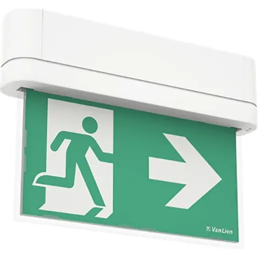 Van Lien Movion continu noodverlichtingsarmatuur + automatische zelfdiagnose Vluchtwegindicatie Wandopbouw/plafondopbouw wit IP42 met pictogram 7TCA305020R0078 Bestseller