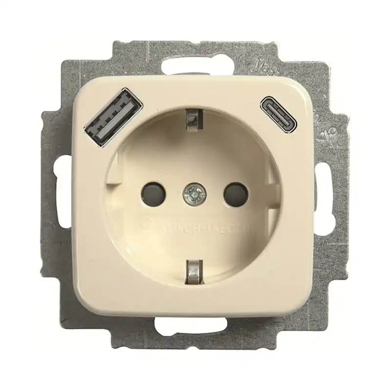 Favoriet ABB Busch-Jaeger Standaard SI - Wandcontactdoos EUCB2USBAC-212 Crème